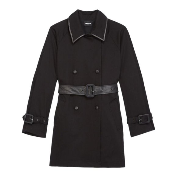 The Kooples Jackets & Blazers - NWT! The Kooples Black Leather Cotten Trench Coat 32